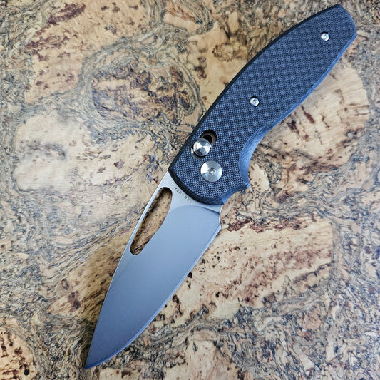 TRM Bulldog Rev. B 2.95" 20CV Folding Knife Textured Carbon Fiber 3D Handles River-Lok USA Made EDC