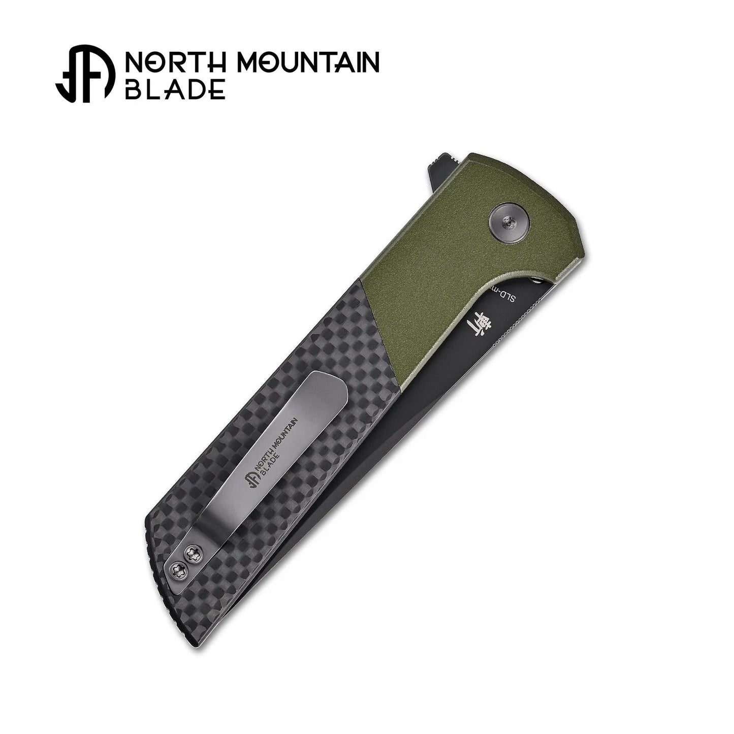 North Mountain Blade 2407-SPGRCF-DLC Chop 2 3.5" Folding Knife Matte Green Aluminum & Carbon Fiber Handle