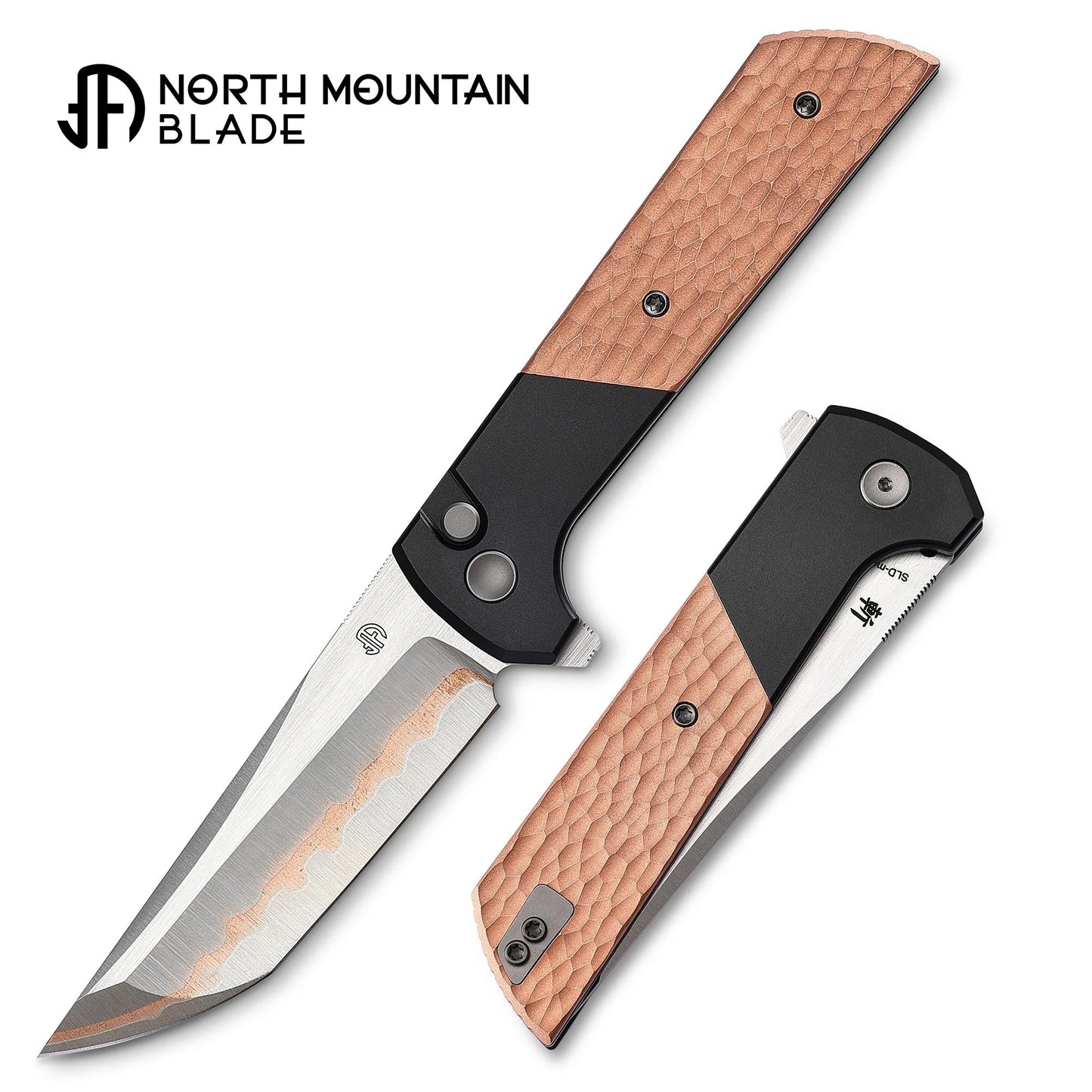 North Mountain Blade Chop 2 2407-CUHM-5 front view – 3.5" forged copper SLD-Magic tanto folding knife