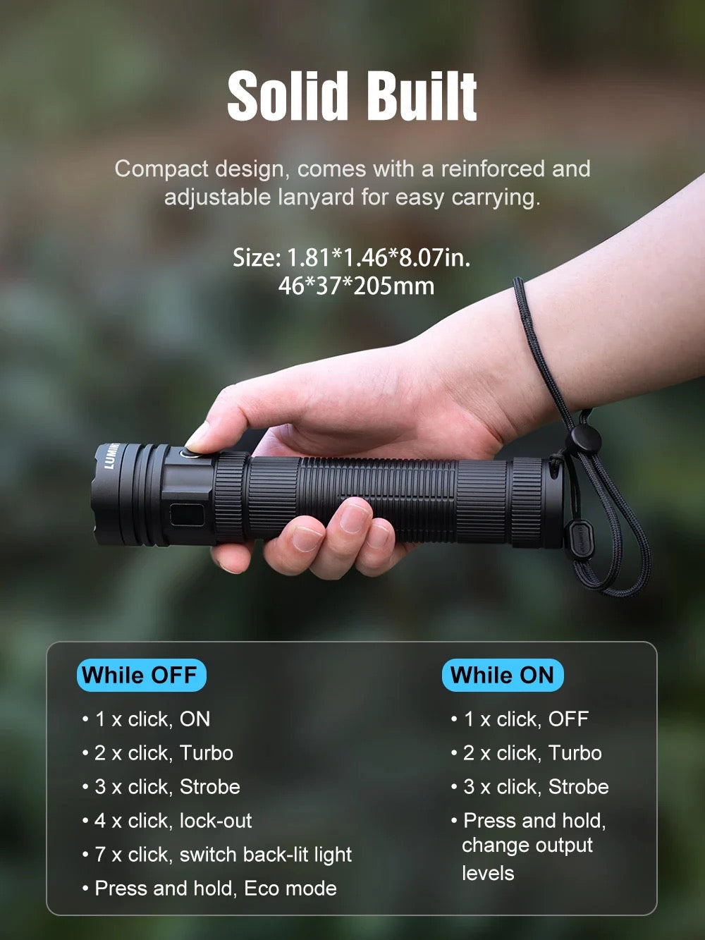 Lumintop DF1 LONG RUN-TIME 3600 Lumen Rechargeable LED Flashlight 1 * 33140 Battery Included