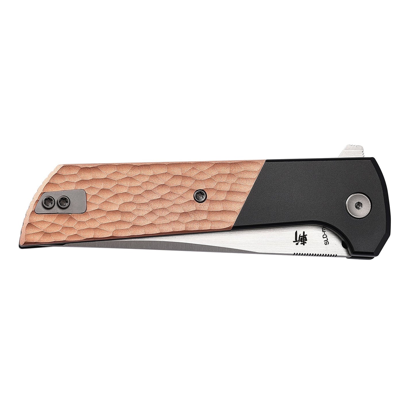 North Mountain Blade Chop 2 2407-CUHM-5 detail view 5 – forged copper SLD-Magic tanto folding knife