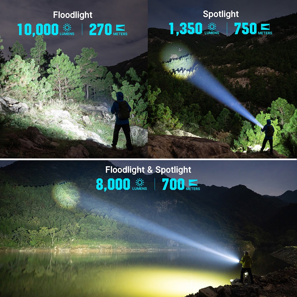 Olight Marauder Mini 2 Black – 10,000 Lumen Compact USB-C Flashlight w/ Red Light, Flood & Spot (750m Throw)