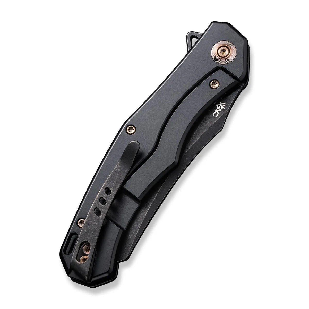 WE Knife RekkeR 3.61in CPM 20CV Reverse Tanto Blade Golden/Black Titanium Handles (WE22010G-3)
