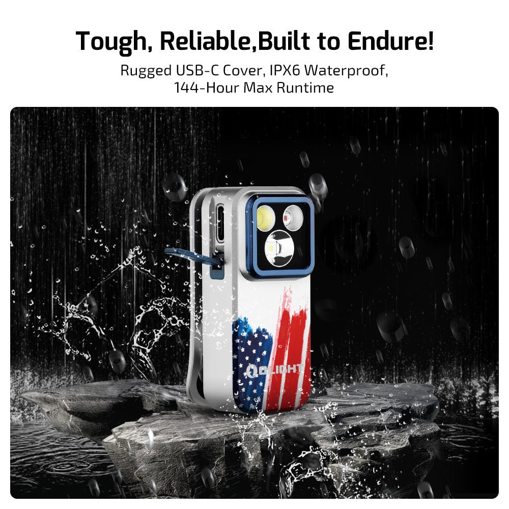Olight Oclip Pro 500 Lumen Clip on Flashlight W/ Floodlight, Spotlight, and Red Light - Stars and Stripes Edition
