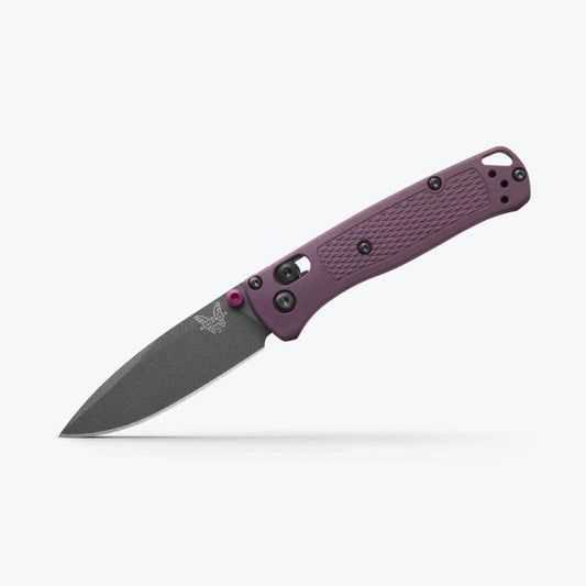 Benchmade Mini Bugout 533GY-09 front view, Dark Purple Grivory CPM-S30V folding knife