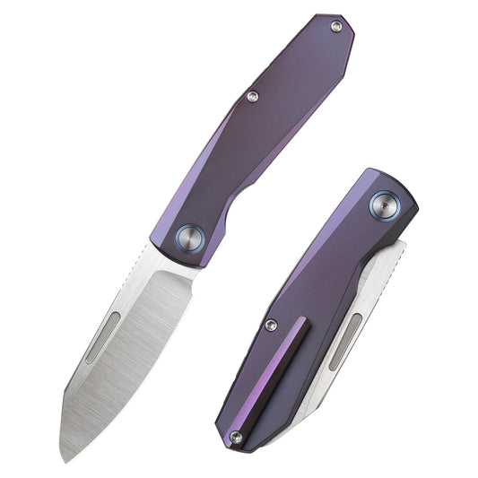 Remette RT-Squirrel RTDP-C Knife – M390 Drop Point Blade, Blue Titanium Slip Joint