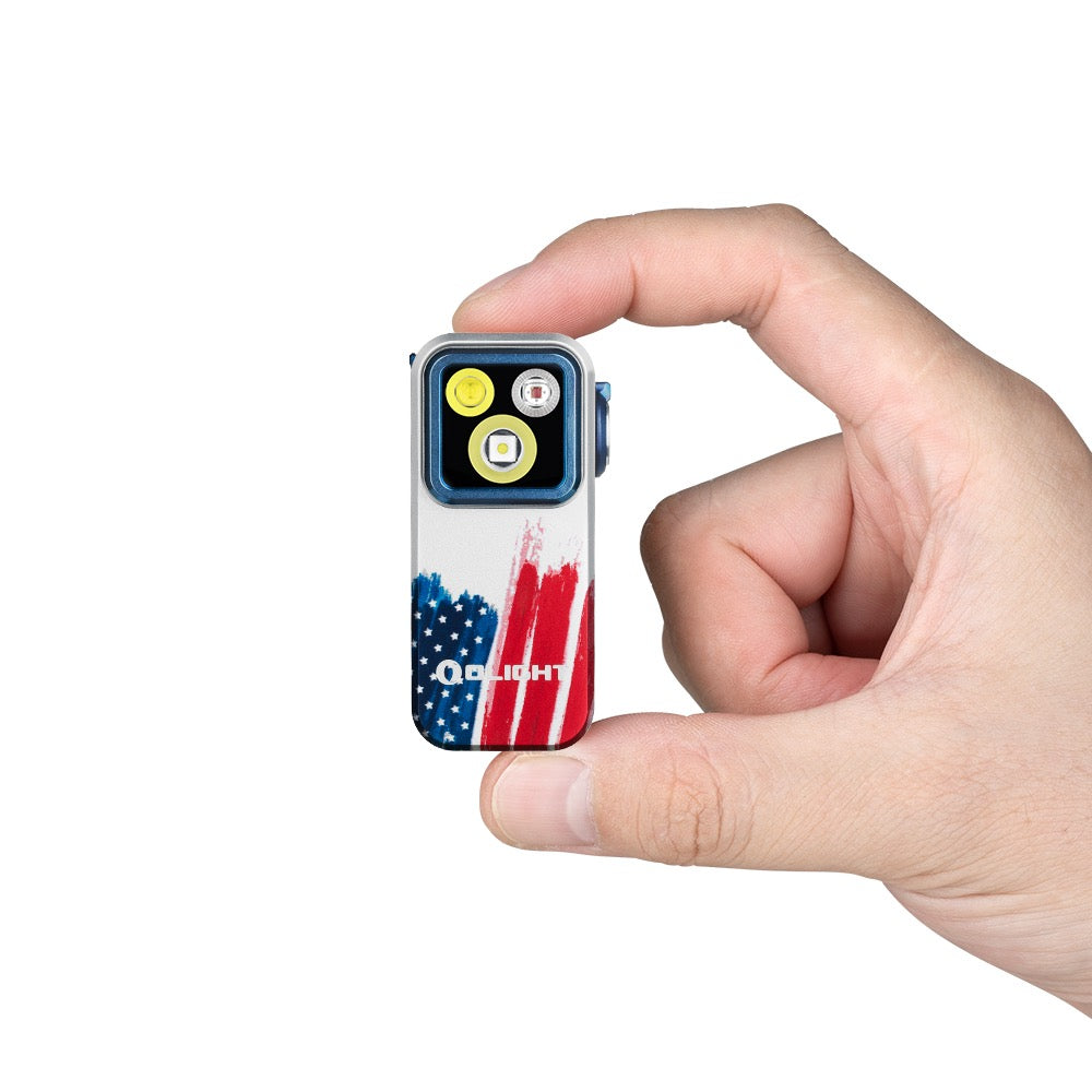 Olight Oclip Pro 500 Lumen Clip on Flashlight W/ Floodlight, Spotlight, and Red Light - Stars and Stripes Edition