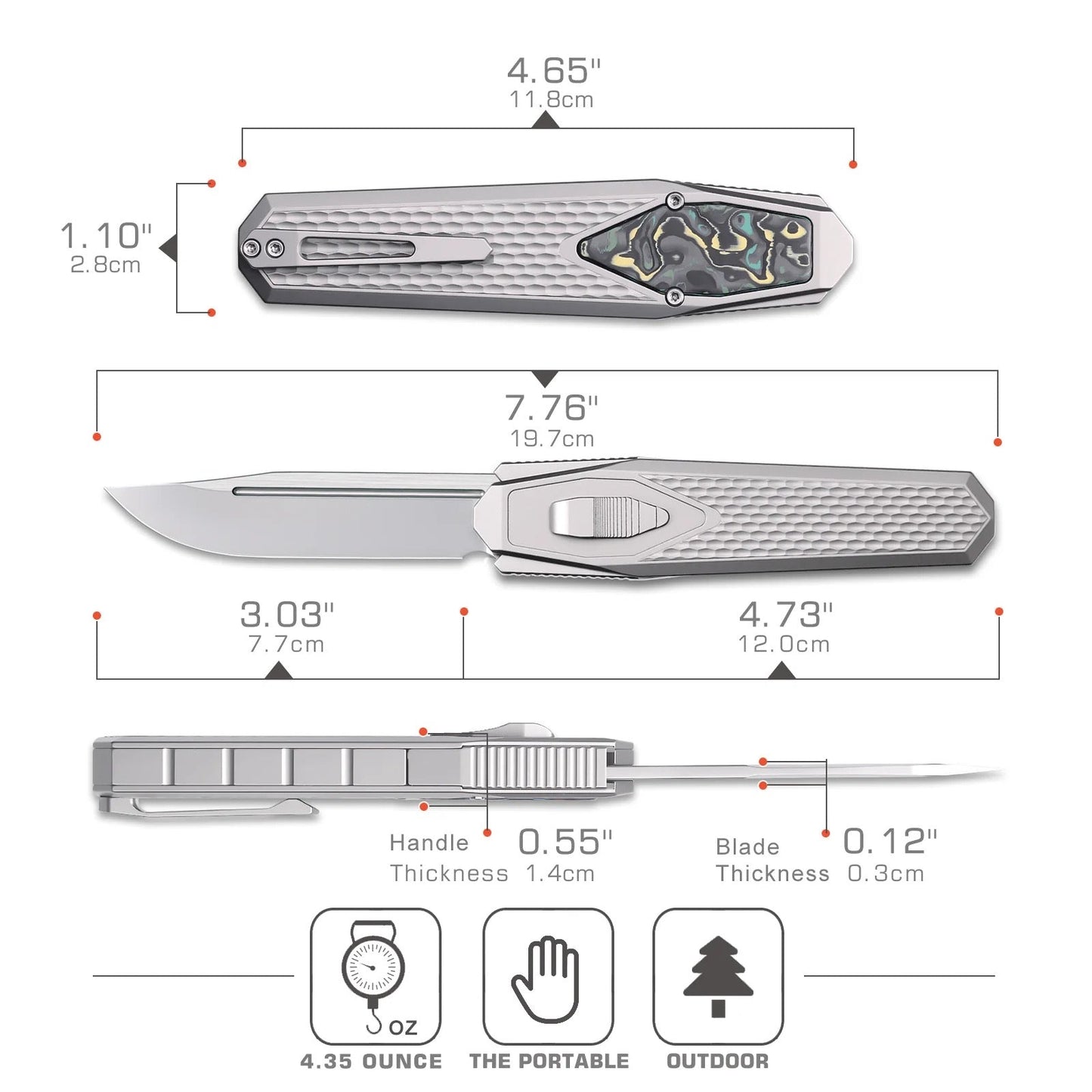 Remette Swordfish ZL101A2 – 3.03″ M390 Drop Point, Sandblasted Titanium with Gold Mokuti Inset, Slide Lock