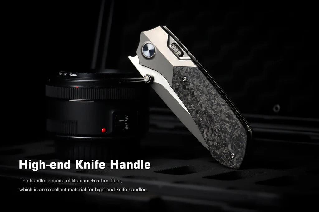 Remette RT-Meteor 2.99in M390 Drop Point Blade Titanium + Carbon Fiber Handle RTPT-E