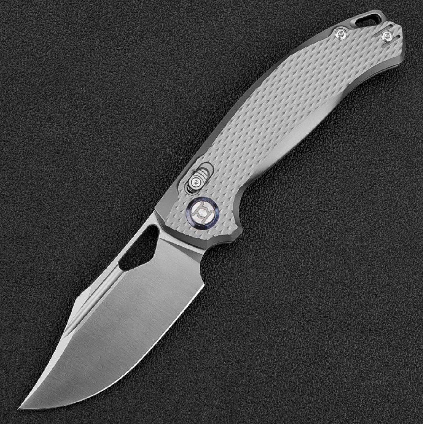 Kunwu Django XL X707XLT-1A, 3.70″ Satin ELMAX Blade, Titanium, Frame Lock