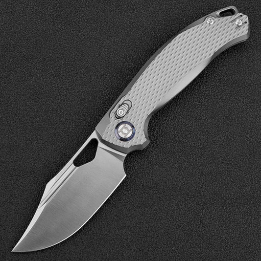 Kunwu Django XL X707XLT-1A, 3.70″ Satin ELMAX Blade, Titanium, Frame Lock