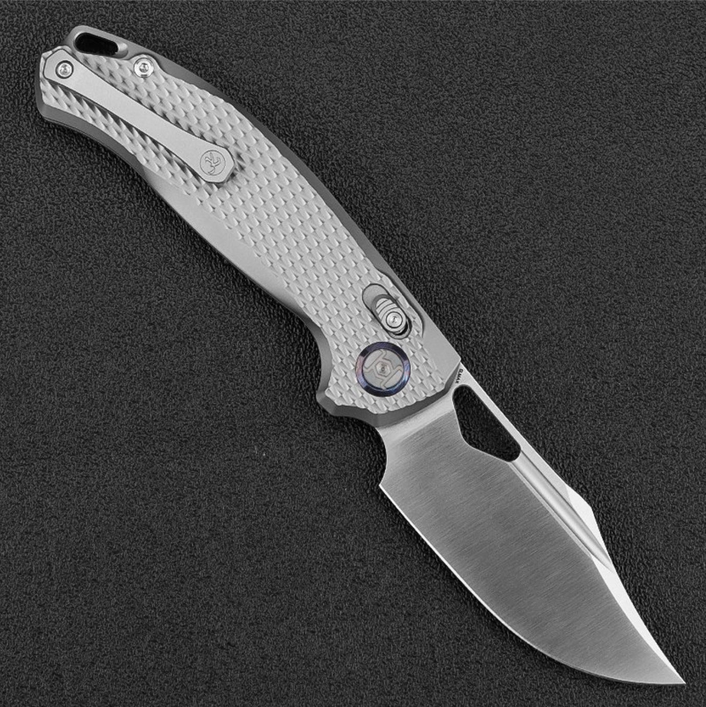 Kunwu Django XL X707XLT-1A, 3.70″ Satin ELMAX Blade, Titanium, Frame Lock, view 2