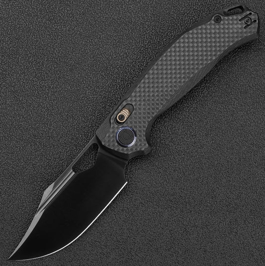 Kunwu Django XL X707XL-F, 3.70″ DLC ELMAX Blade, Carbon Fiber, Frame Lock