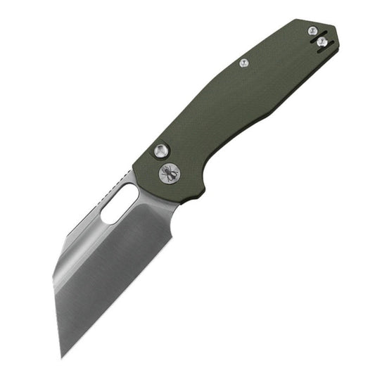 Ironfly Yolo Button Lock 3.38in 14C28N Blade Green G10 Handles VF02-GN