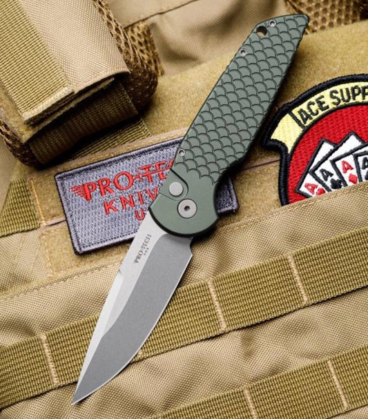 Pro-Tech Tactical Response Folding Knife 3.5in 154-CM Steel Green Fish Scale Handles- TR-3 X1 SW Green
