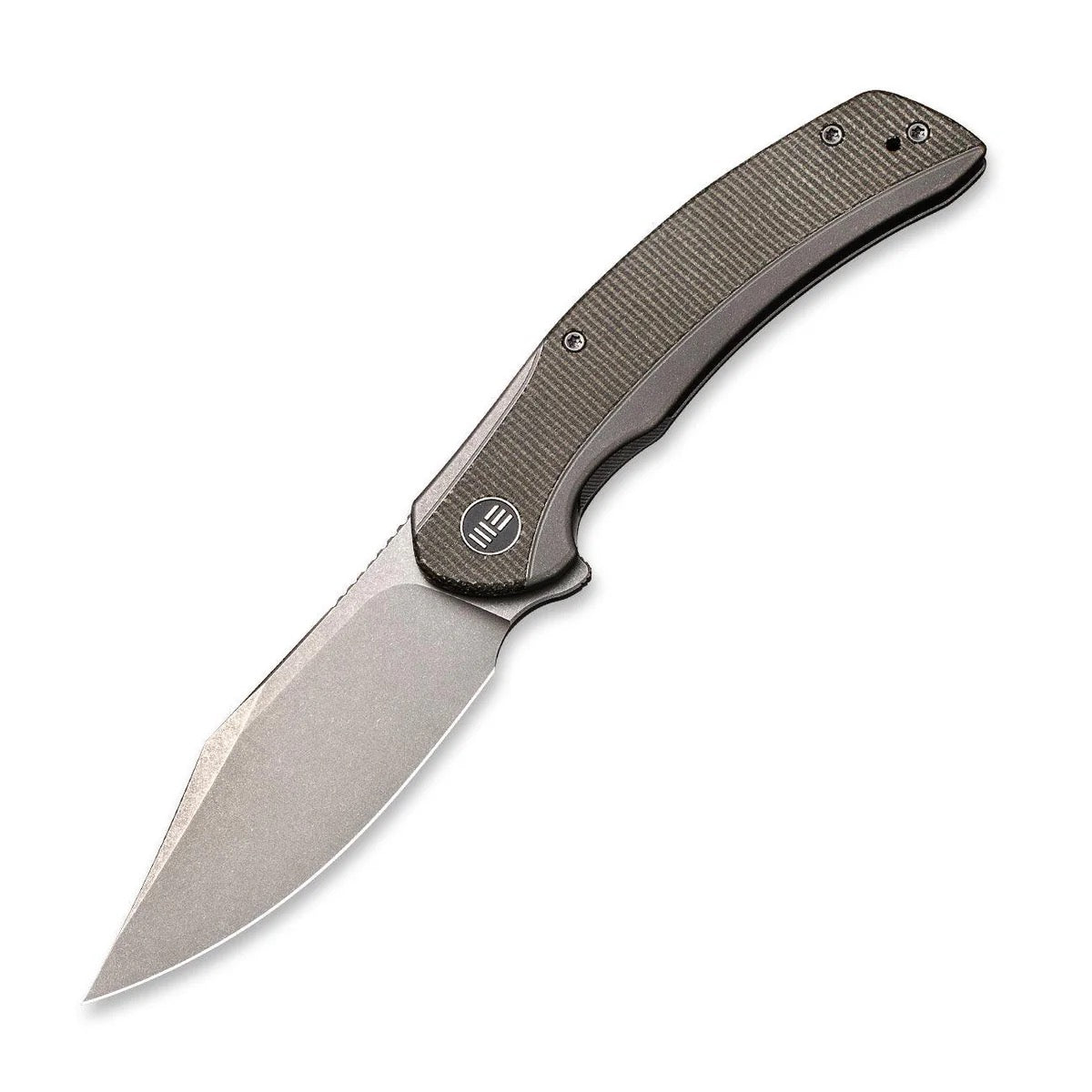 We Knife Snick WE19022F-5 Folding Knife 3.47in CPM-20CV Stonewashed Blade Titanium w/ Micarta Inlay Handles