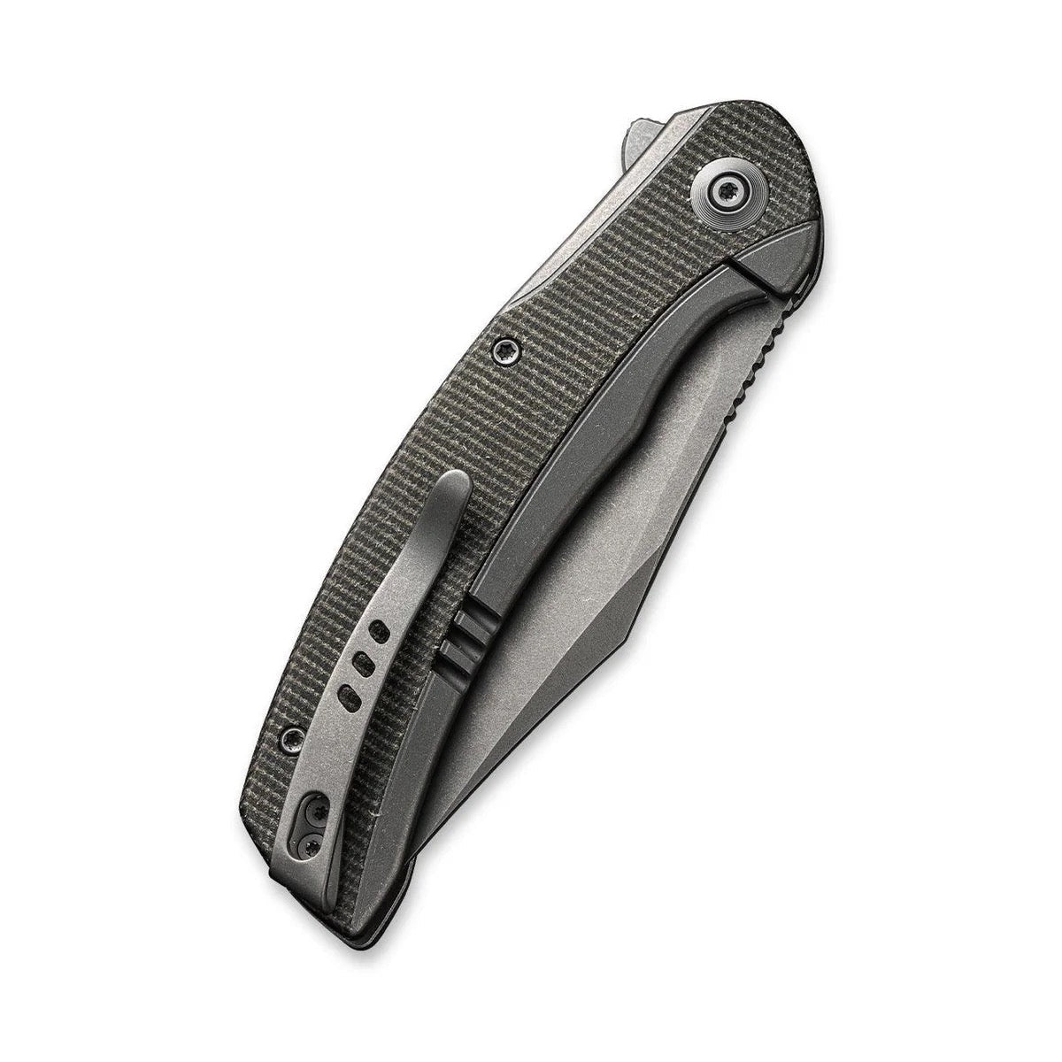 We Knife Snick WE19022F-5 Folding Knife 3.47in CPM-20CV Stonewashed Blade Titanium w/ Micarta Inlay Handles