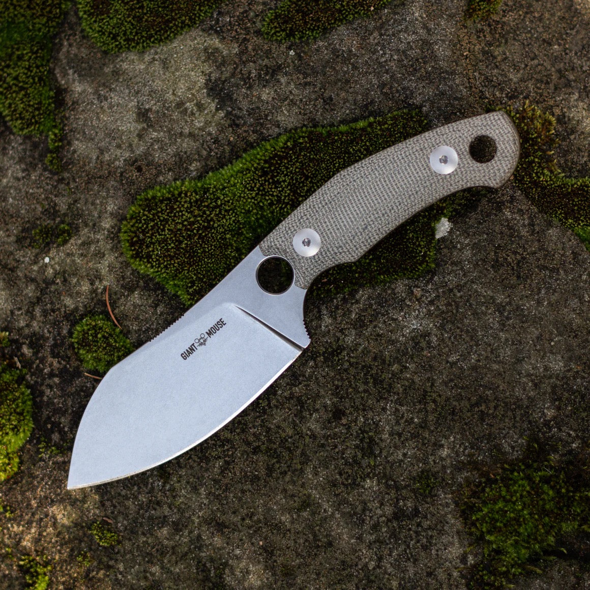 Giant Mouse ACE GMF1-XL 3.47in N690 Steel Green Canvas Micarta Handle