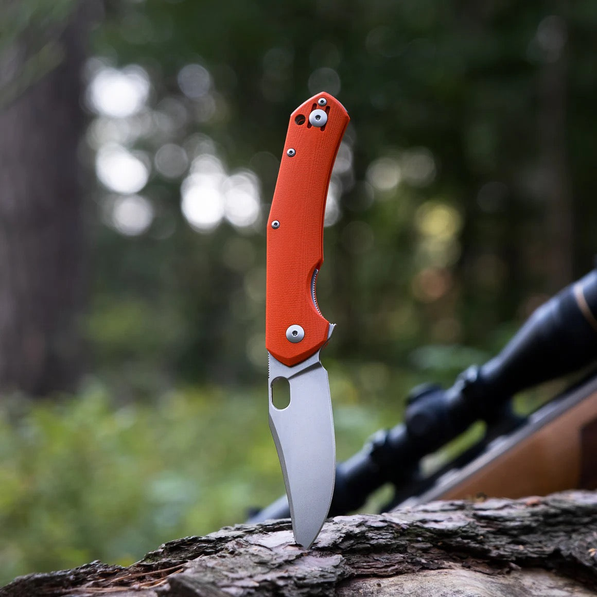 Giant Mouse ACE Jutland 3.35in Stonewashed ELMAX Blade Orange G10 Handles
