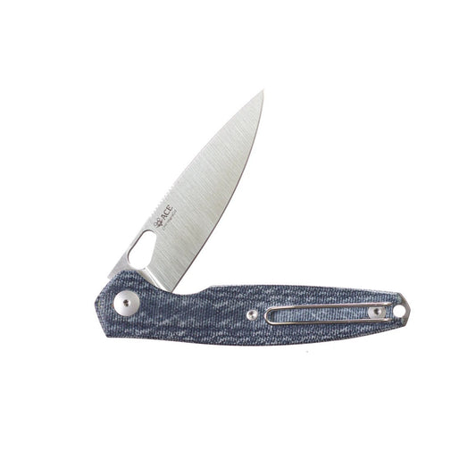 Giant Mouse ACE REO 3.32in Stonewashed CPM Magnacut Blade Denim Canvas Micarta Handle