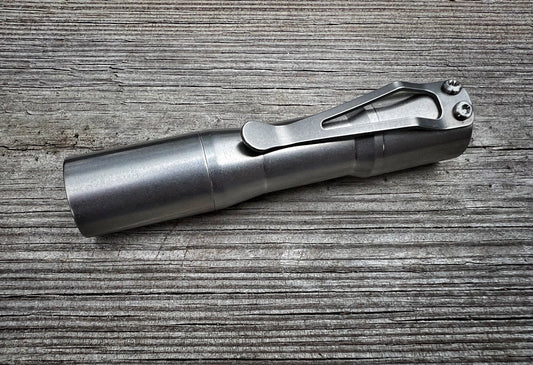 CWF Custom Flashlights Mini Arcadian Tumbled Titanium – Nichia 519A 4500K USA-Made 14500 Flashlight