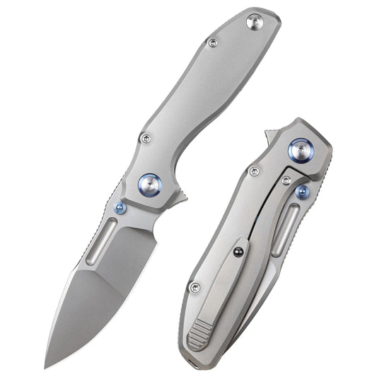 Remette RT-TwoFace DSTF-A â€“ 3.03" M390 Spear Point Blade, Sandblasted Titanium Handle