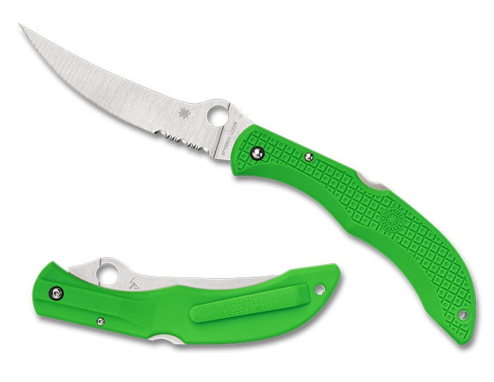 Spyderco Catcherman Sprint Run 10.43in LC200N Steel Blade Green FRN Handles