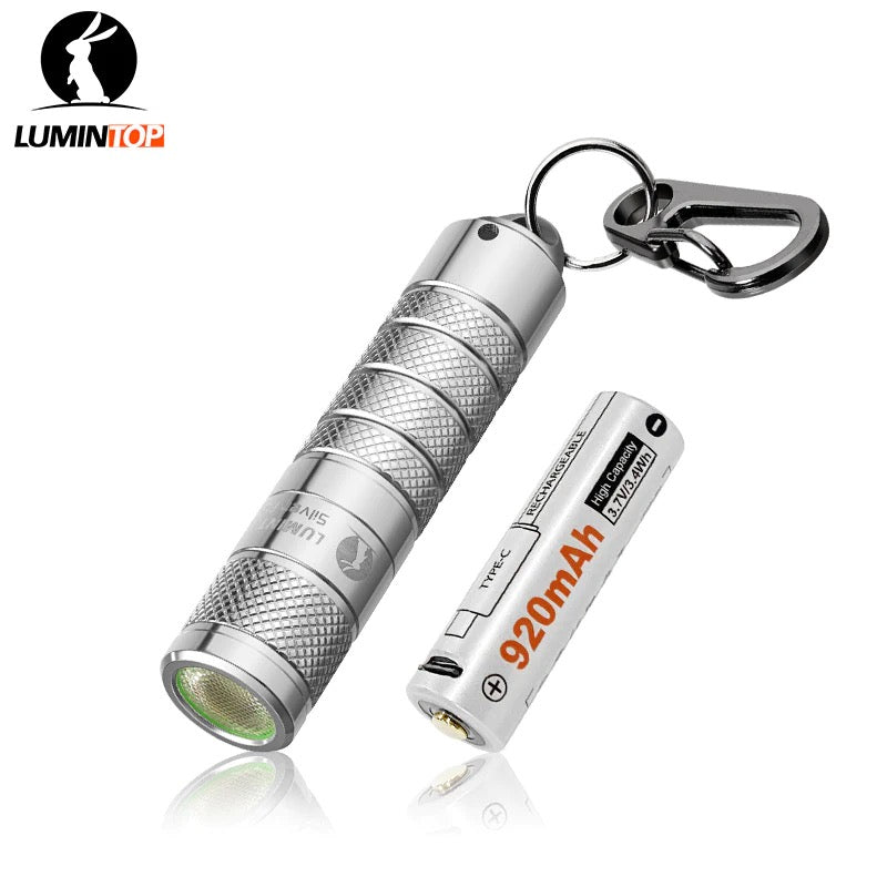 Lumintop Silver Fox 760 Lumen Twist Keychain LED Flashlight - Silver / Green / Red