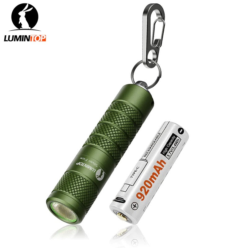 Lumintop Silver Fox 760 Lumen Twist Keychain LED Flashlight - Silver / Green / Red