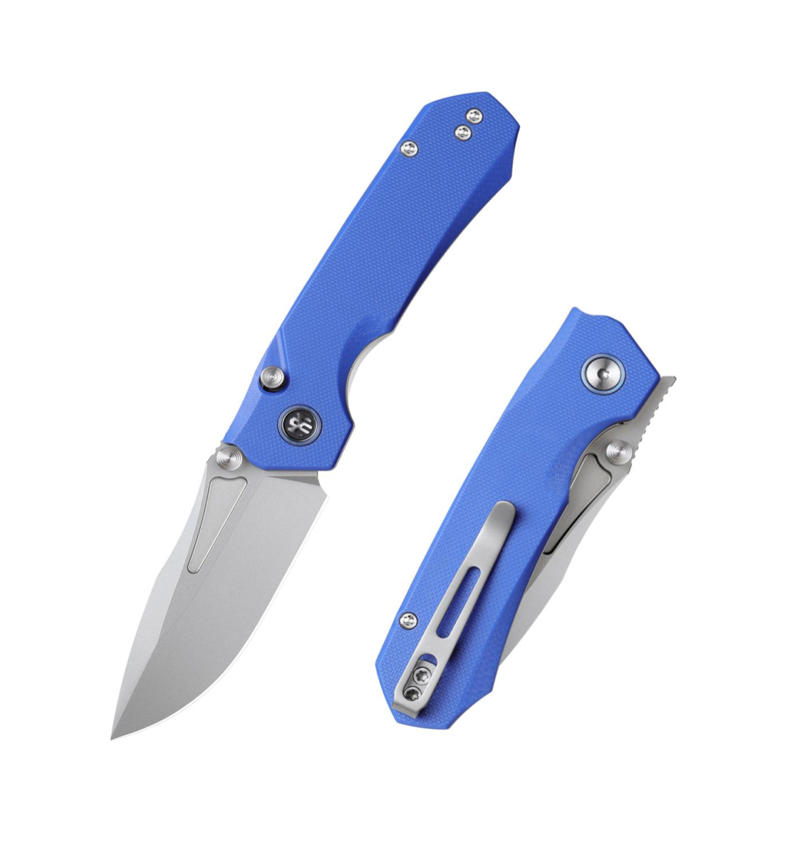 Remette RNGD4 folding knife with blue handle and stainless steel blade