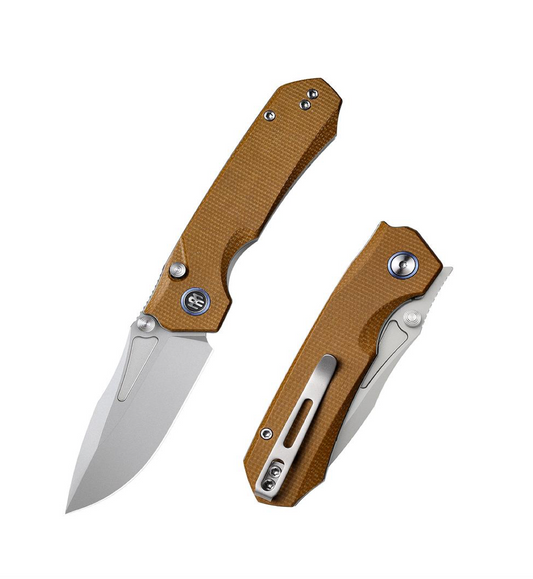 Remette Rhino Brown Micarta Handles 14C28N Steel MC26A folding knife