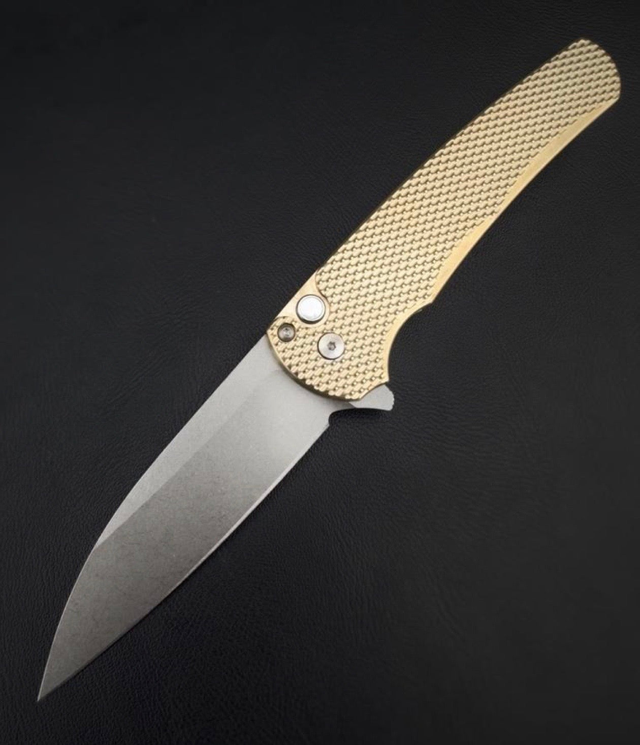 ProTech 5311 Malibu Flipper Folding Knife Bronze Aluminum Handles Wharncliffe Magnacut Steel Blade