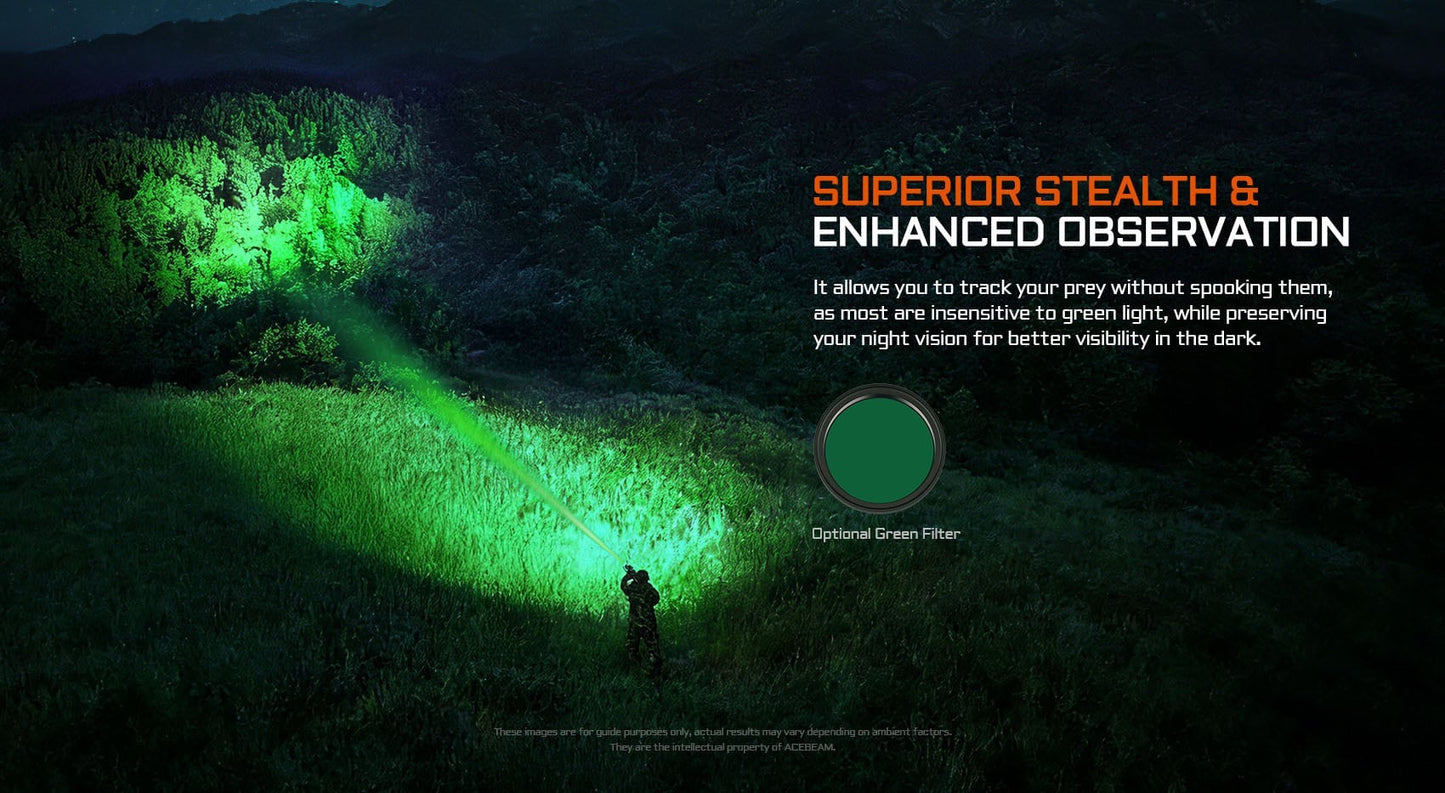Acebeam T29 green filter for night vision and stealth observation
