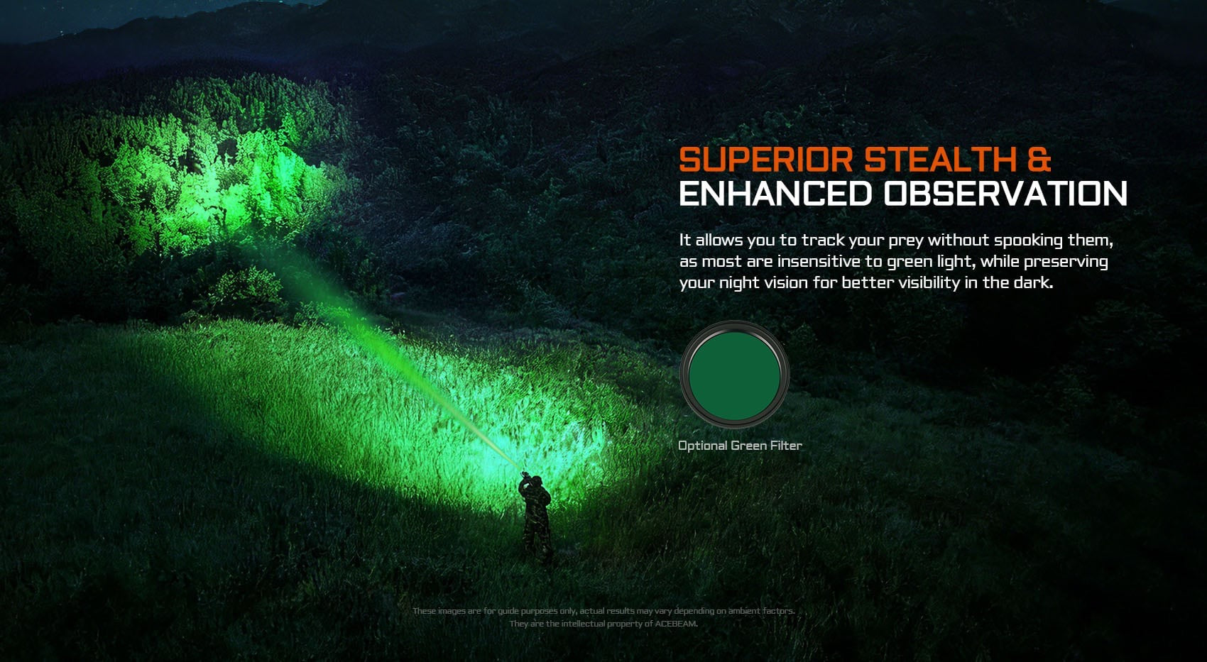 Acebeam T29 green filter for night vision and stealth observation