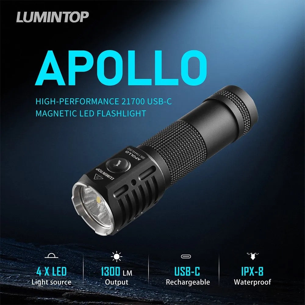 Lumintop Apollo V2 1300 Lumen USB-C Rechargeable Flashlight