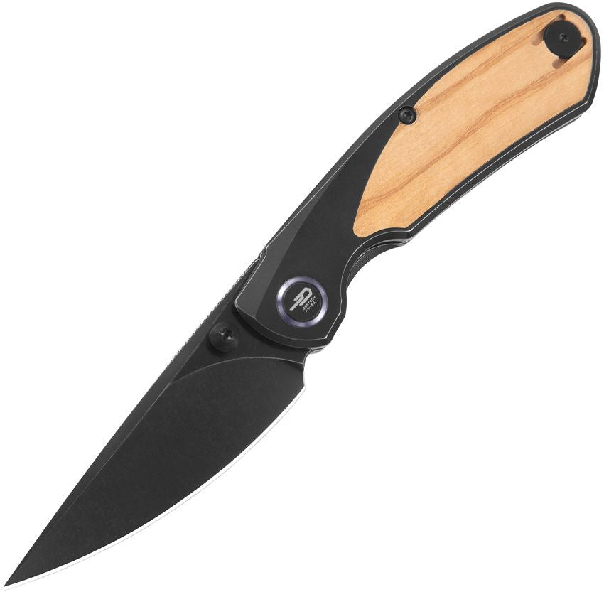 BESTECH LITO BT2307C Titanium+Olive Wood Inlay Handle: 2.7" M390 Blade