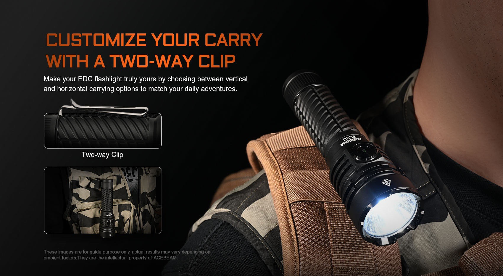 Acebeam EC90 flashlight modes and output