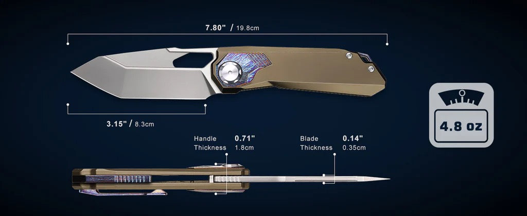 Remette RT-Peregrine Falcon 3.15in Reverse Tanto M390 Blade Titanium Handles RTT1-BGX