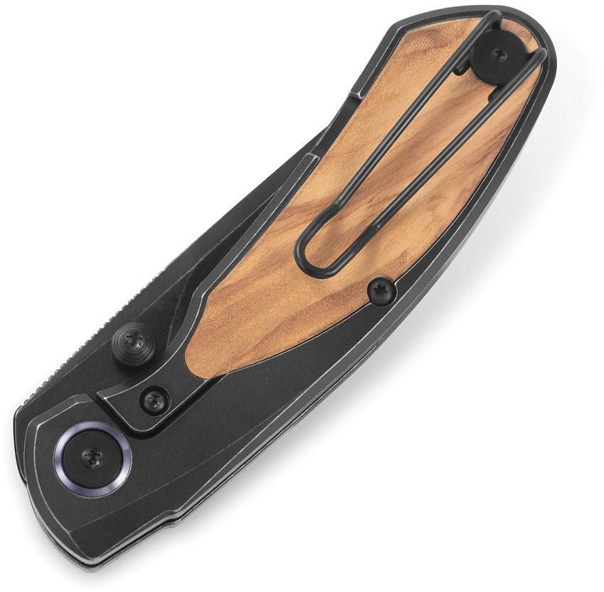 BESTECH LITO BT2307C Titanium+Olive Wood Inlay Handle: 2.7" M390 Blade