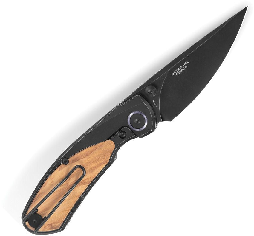 BESTECH LITO BT2307C Titanium+Olive Wood Inlay Handle: 2.7" M390 Blade