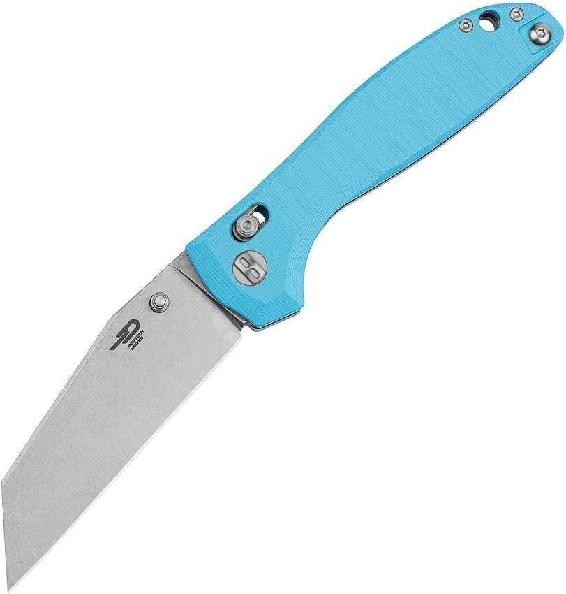BESTECH Liger BG61D Light Blue G10 Handle 3.61 in Stonewashed D2 Blade