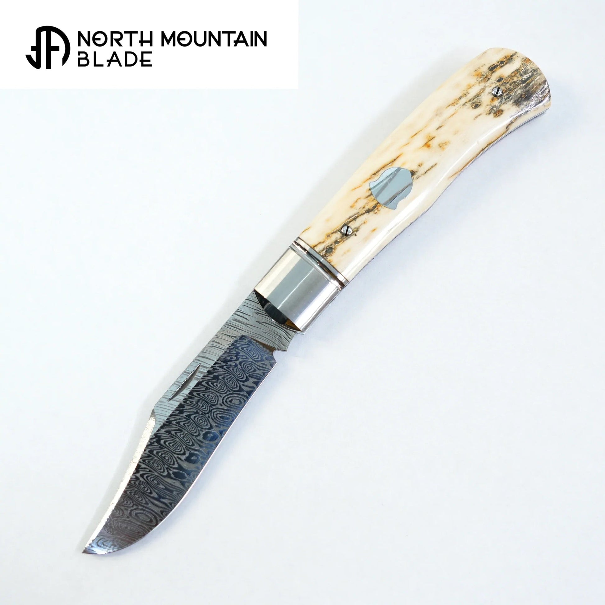 North Mountain Blade LANNY-Damasteel-Mammoth front view folding knife