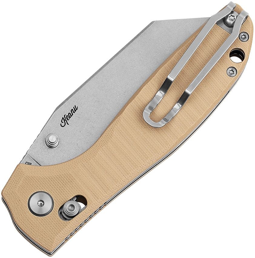 BESTECH Liger BG61C Beige G10 Handle 3.61 in Stonewashed D2 Blade