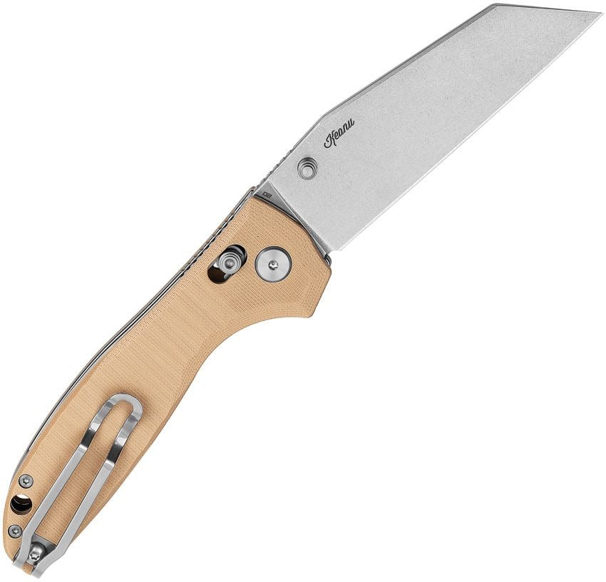 BESTECH Liger BG61C Beige G10 Handle 3.61 in Stonewashed D2 Blade