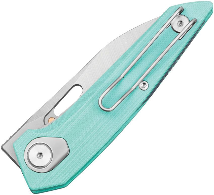 BESTECH VK-VOID G10 BG63B Aqua G10 Handle 2.854" Satin+Bead Blasted M-CUT Blade