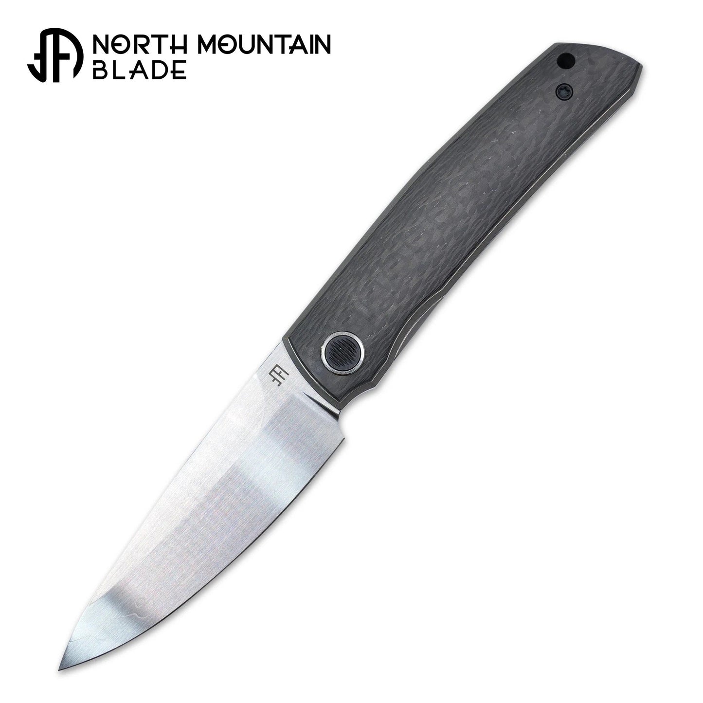 North Mountain Blade Guardian-MarbleCF front view folding knife