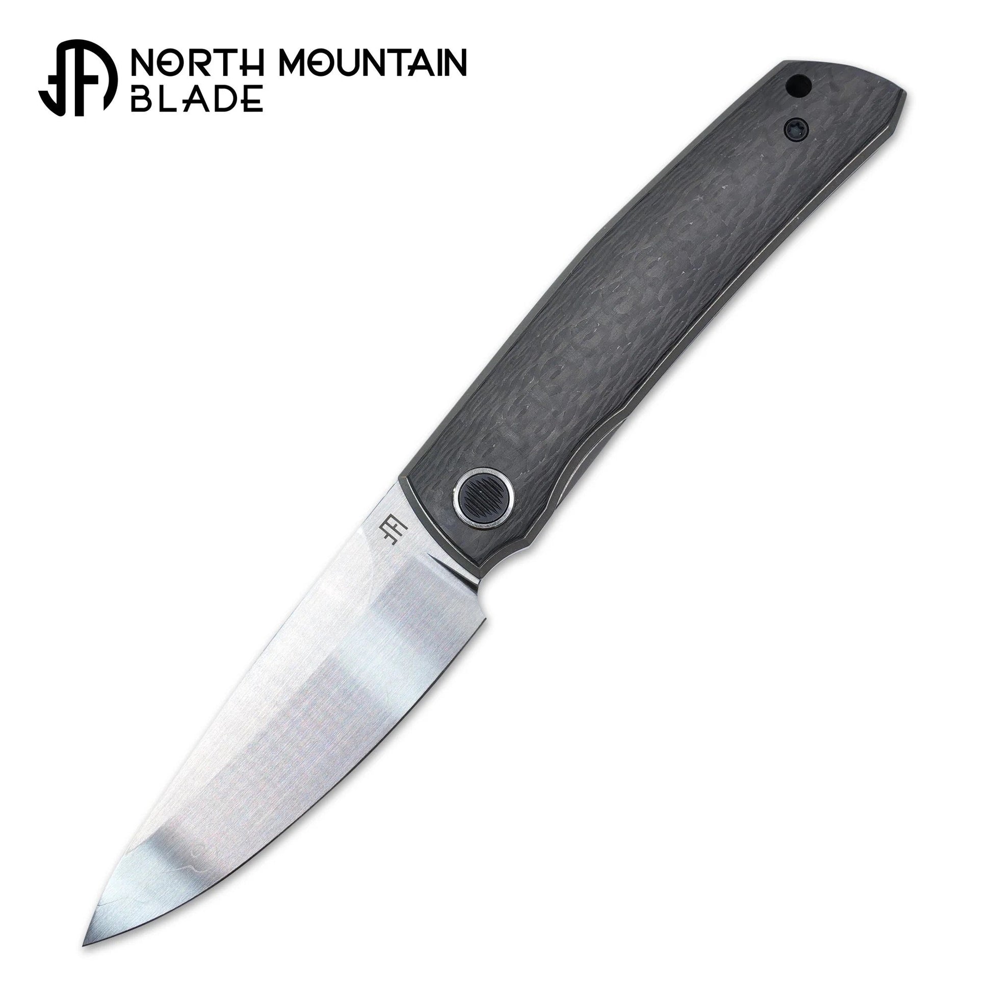 North Mountain Blade Guardian-MarbleCF front view folding knife
