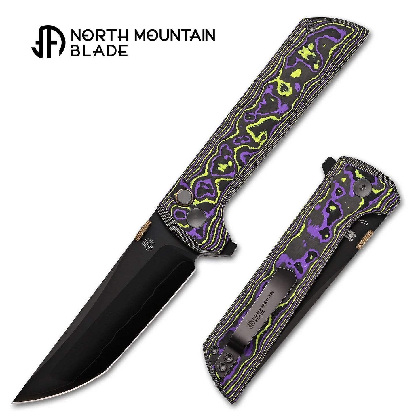 North Mountain Blade 2406-PRCF-DLC Chop 2 Folding Knife 3.5" Tanto DLC Blade Joker Ceramic Carbon Fiber Handle