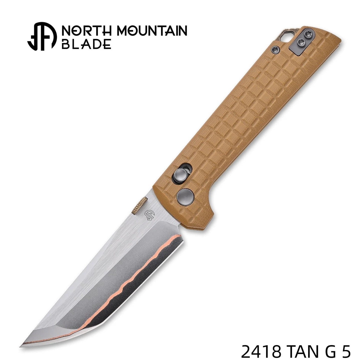 North Mountain Blade 2418-TAN-G-5 Chop – 3.5" 5-Layer Copper Steel Crossbar Lock Knife