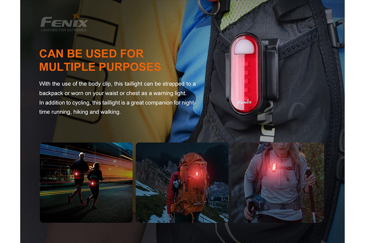 Fenix BC05R V2 Lightweight Wide-Angle Beam Bicycle Tail Light USB-C Rechargeable w/ Red Light